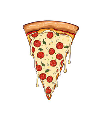 Delicious Pizza Clipart – Cheesy & Tasty 2D Flat Cartoon Illustrations