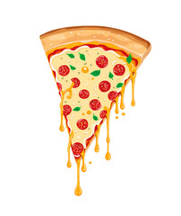 Delicious Pizza Clipart – Cheesy & Tasty 2D Flat Cartoon Illustrations