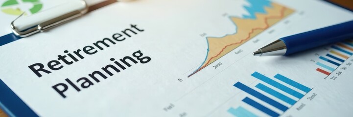 Financial documents, retirement planning charts, portfolio, pension, retirement