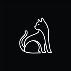 abstract line art cat logo designs with black background