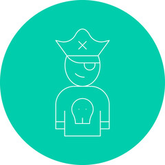 Pirate in Hat icon single vector illustration