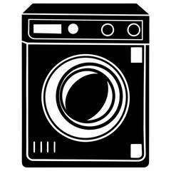 washing machine black silhouette vector, Simple silhouette Design vector icon with white background. home appliances vector 