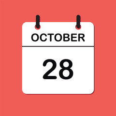 October 28. Daily Calendar icon for design. Simple design for business brochure, flyer, print media, advertisement. Easily editable.