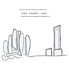 Hand drawn line art vector of UAE Land marks. Muslims heritage and culture.