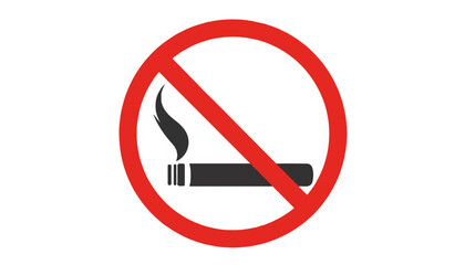 No smoking sign with crossed cigarette illustration, health awareness