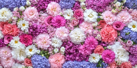 Colorful Collection of Fresh Flowers in a Vibrant Floral Arrangement Showcasing Diverse Petals and Textures for a Stunning Visual Experience