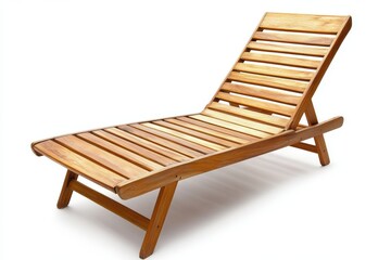 Natural wooden slatted lounge chair with a classic and durable design for indoor and outdoor seating