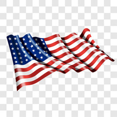 Realistic waving flag of United States isolated vector illustration