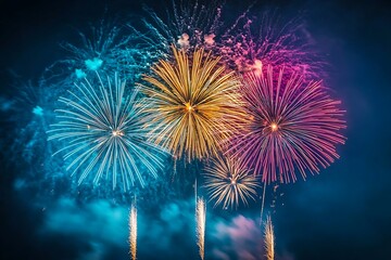 Pink Gold Teal Fireworks Explosion