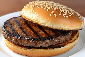 Juicy Grilled Beef Burger with Sesame Bun