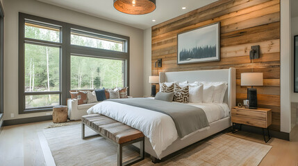 Rustic Modern Bedroom with Warm Interior Accents