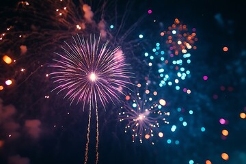 Purple Fireworks Night Background Spectacle