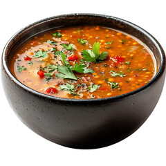 A Bowl of Turkish Lentil Soup Isolated on Transparent Background