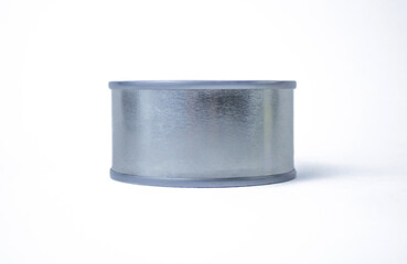 Unlabeled tin can isolated on a white background. Perfect for food storage and packaging concepts