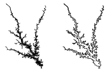 Lake Richard B. Russell Reservoir (United States of America, North America, us, usa, Georgia and South Carolina) map vector illustration, scribble sketch Richard B. Russell Dam map