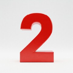 
The number two in red color is on a white background