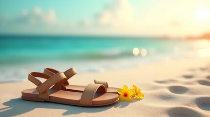 Obraz premium flip flops on the beach