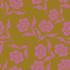 Floral pattern. Pretty flowers on white background. Printing with small lilac and red flowers. Ditsy print. Seamless vector texture. Spring bouquet