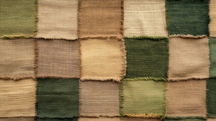 Fototapeta premium Earthy Tone Patchwork Fabric Texture Background