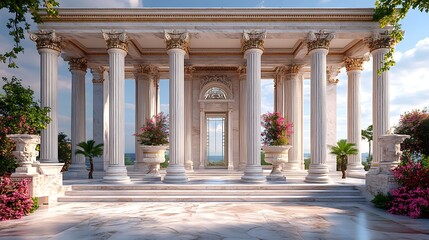 Obraz premium Neoclassical Portico Grand Greek Marble Masterpiece high resolution hd art