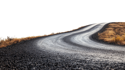Desolate road cut out. Isolated on a transparent background.