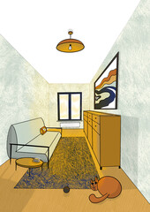 Pokój Minimalistyczny Rysunek artystyczny © ukasz