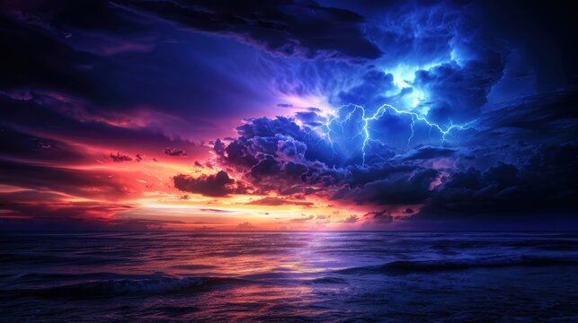 Lightning illuminates the abstract, stormy night. Thunder echoes, a testament to the weather's power.