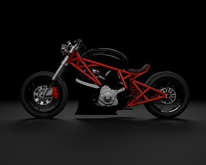 Realistic Motorcycle Custom Bobber Style with  isolated on black background. 3d rendering - illustration
