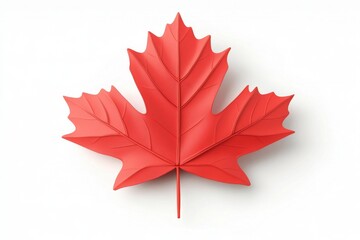 The shape of Canada is filled with a vibrant red maple leaf outline, embodying national pride and patriotism, set against a pristine white background, suitable for various graphics and designs