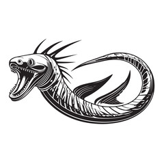 Vector tribal dragon tattoo design illustration with a black animal symbol