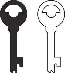 Key Icon in trendy flat and line style set isolated on transparent background.