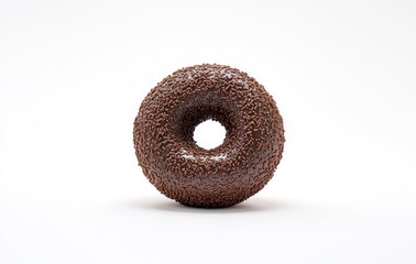 Delicious Chocolate Donut with Sprinkles on White Background for Food Photography