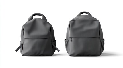 Naklejka premium Two Gray Backpacks Presented on White Background for Product Display