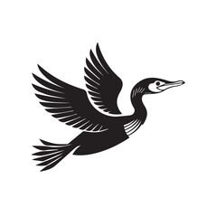 Obraz premium Cormorant silhouette vector illustration .Black Cormorant Bird Set Vector Silhouette Design Isolated on White Background