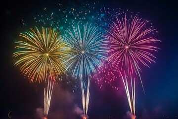 Vibrant Pink Orange Fireworks Celebration Display