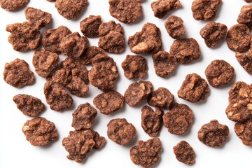 Obraz premium The path of cake crumbs is cropped and stands alone on a white background