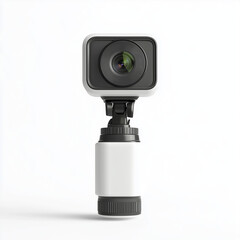 Action camera on white background