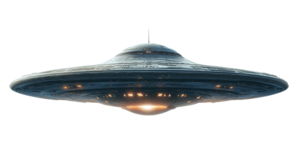 Ufo alien ship, cut out. Isolated on a transparent background.