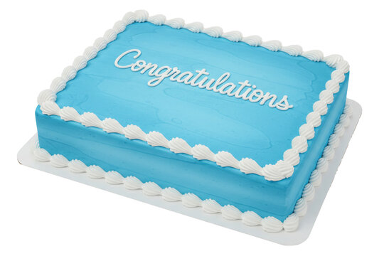 Blue Congratulations Decorated, Sheet Cake Baked Bakery Dessert with Icing,  Isolated Transparent PNG