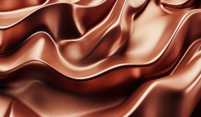 Obraz premium Wavy Metallic Surface Texture Abstract with Shiny Copper Color Backdrop
