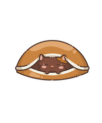 dorayaki dessert filled with red bean chocolate in the shape of a cube