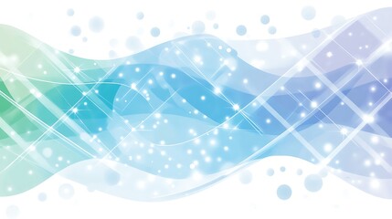 Abstract background shows flowing shapes with glowing highlights and particles