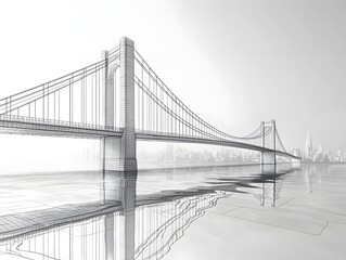 Fototapeta premium Minimalist Suspension Bridge Outline In Elegant Architectural Design