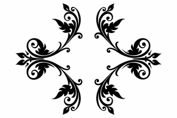 decorative corner elements set line art silhouette vector illustration