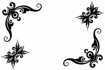 decorative corner elements set line art silhouette vector illustration