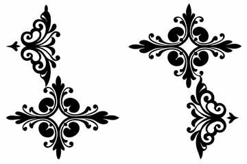 decorative corner elements set line art silhouette vector illustration