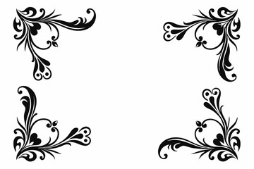 decorative corner elements set line art silhouette vector illustration