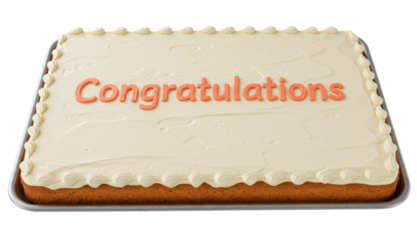 Congratulations Decorated, Sheet Cake Baked Bakery Dessert with Icing,  Isolated Transparent PNG