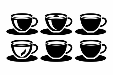 coffee cup set line art silhouette vector illustration