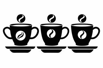 coffee cup set line art silhouette vector illustration